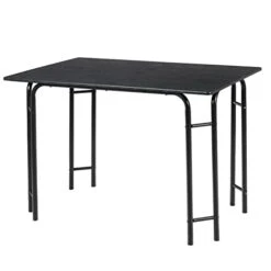 Giantex Kitchen Table And Chairs For 4, 5 Pieces Dining Table Set W/Metal Frame, Rectangular Dinner Table W/Four Chairs, Dinette Set For Dining Room, Breakfast Nook, Apartment, Kitchen (Black) -Home Table Chair Store 31Ostqv5I3L