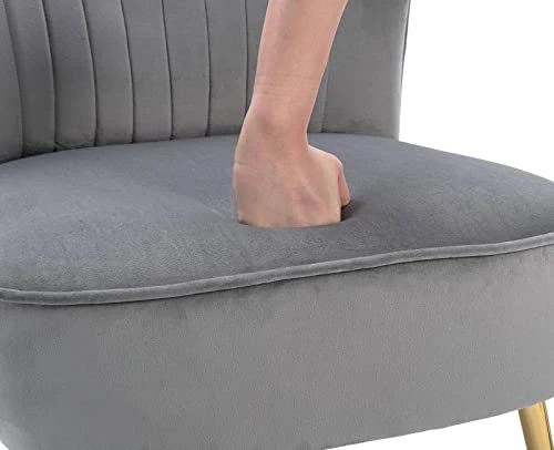 Shunzhi Velvet Accent Chairs Set Of 2 Modern Upholstered Slipper Chairs With Golden Legs Comfy Armless Wingback Side Chairs Corner Chair For Bedroom/Dining Room/Living Room/Office, Grey 7 Shunzhi Velvet Accent Chairs Set Of 2 Modern Upholstered Slipper Chairs With Golden Legs Comfy Armless Wingback Side Chairs Corner Chair For Bedroom/Dining Room/Living Room/Office, Grey - Image 5