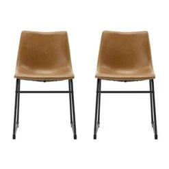 Walker Edison Douglas Urban Industrial Faux Leather Armless Dining Chairs, Set Of 2, Whiskey Brown 19 Walker Edison Douglas Urban Industrial Faux Leather Armless Dining Chairs, Set Of 2, Whiskey Brown -Home Table Chair Store 31PW6knRH7L