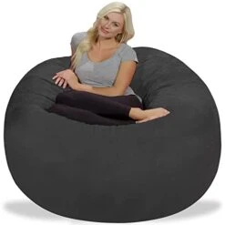 Chill Sack Bean Bag Chair: Giant 5' Memory Foam Furniture Bean Bag - Big Sofa With Soft Micro Fiber Cover - Dark Gray 19 Chill Sack Bean Bag Chair: Giant 5' Memory Foam Furniture Bean Bag - Big Sofa With Soft Micro Fiber Cover - Dark Gray -Home Table Chair Store 31QclCRccDL
