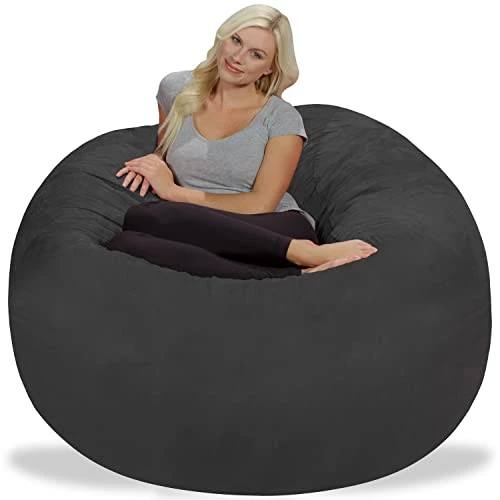 Chill Sack Bean Bag Chair: Giant 5' Memory Foam Furniture Bean Bag - Big Sofa With Soft Micro Fiber Cover - Dark Gray 5 Chill Sack Bean Bag Chair: Giant 5' Memory Foam Furniture Bean Bag - Big Sofa With Soft Micro Fiber Cover - Dark Gray - Image 3