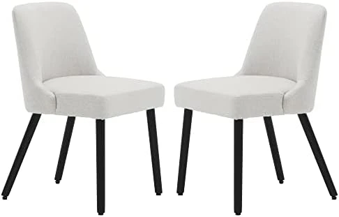 MINCETA Dining Chair,Morden Wood Leg Upholstered Kitchen Chair Set Of 2,PU In Cream White 9 MINCETA Dining Chair,Morden Wood Leg Upholstered Kitchen Chair Set Of 2,PU In Cream White - Image 7