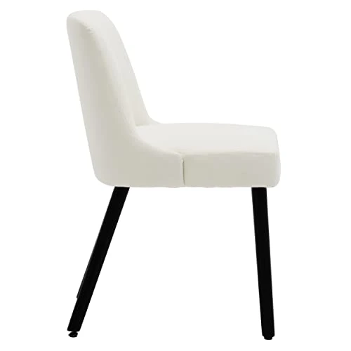 MINCETA Dining Chair,Morden Wood Leg Upholstered Kitchen Chair Set Of 2,PU In Cream White 6 MINCETA Dining Chair,Morden Wood Leg Upholstered Kitchen Chair Set Of 2,PU In Cream White - Image 4