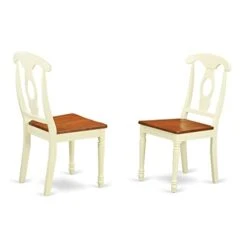 East West Furniture KEC-WHI-W Dining Chairs, Wood Seat