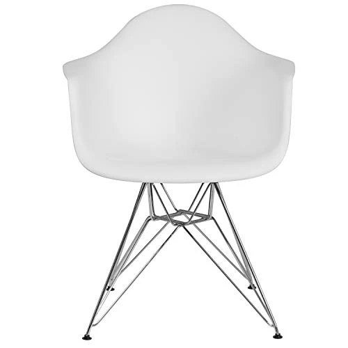 Flash Furniture 2 Pack Alonza Series White Plastic Chair With Chrome Base 5 Flash Furniture 2 Pack Alonza Series White Plastic Chair With Chrome Base - Image 4