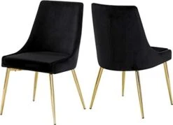 Meridian Furniture Karina Collection Modern | Contemporary Velvet Upholstered Dining Chair With Sturdy Metal Legs, Set Of 2, 19.5" W X 21.5" D X 33.5" H, Navy -Home Table Chair Store 31TL9OjZipL. AC