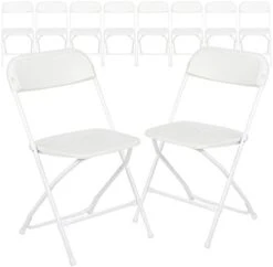 EMMA + OLIVER Set Of 10 White Stackable Folding Plastic Chairs - 650 LB Weight Capacity -Home Table Chair Store 31TcJxsAwzL. AC