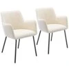 ONEVOG Small Dining Room Boucle Dining Chairs Lumbar Support Upholstered Chair, White Club Chairs Set Of 2 With Low Back For Living Room, Club Guest Comfy Chair For Working Or Studying -Home Table Chair Store 31U7Ip3v8XL