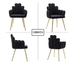 CIMOTA Black Dining Chairs Set Of 2 Velvet Upholstered Comfy Living Room Chairs Modern Finger Shape Back Vanity Chair With Arms For Makeup Room/Bedroom, 2PCS 19 CIMOTA Black Dining Chairs Set Of 2 Velvet Upholstered Comfy Living Room Chairs Modern Finger Shape Back Vanity Chair With Arms For Makeup Room/Bedroom, 2PCS -Home Table Chair Store 31UUZYSMVEL