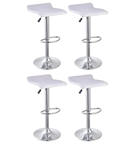 FurnitureR 3-Piece Bar Table Chairs Set, Round Cocktail Table And PU Leather Adjustable Swivel Chairs Barstools, Modern Counter Height, Home Office (White) 4 FurnitureR 3-Piece Bar Table Chairs Set, Round Cocktail Table And PU Leather Adjustable Swivel Chairs Barstools, Modern Counter Height, Home Office (White) - Image 2