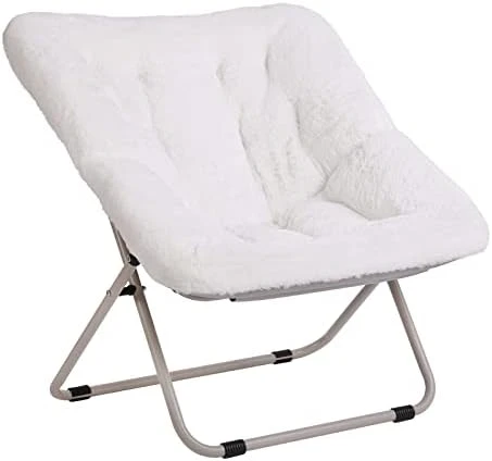 Tiita Saucer Chair, Soft Faux Fur Oversized Folding Accent Chair, Soft Furry Lounge Lazy Chair, Metal Frame Moon Chair For Bedroom, Living Room, Dorm Rooms, Garden And Courtyard 5 Tiita Saucer Chair, Soft Faux Fur Oversized Folding Accent Chair, Soft Furry Lounge Lazy Chair, Metal Frame Moon Chair For Bedroom, Living Room, Dorm Rooms, Garden And Courtyard - Image 3