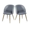 DORAFAIR Upholstered Dining Chairs Velvet Armchair Mid Century Modern Chairs Set Of 2 Living Room Chair Makeup Chair Side Chairs With Wood-Look Metal Legs, Gentle Gray
