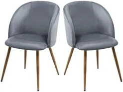 DORAFAIR Upholstered Dining Chairs Velvet Armchair Mid Century Modern Chairs Set Of 2 Living Room Chair Makeup Chair Side Chairs With Wood-Look Metal Legs, Gentle Gray -Home Table Chair Store 31Wm4uGor7L. AC