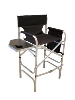 Professional EZ Travel Collection, Deluxe Tall Folding Directors Chair, Foldable Makeup Chair With Side Table And Cup Holder XL Comfort Design