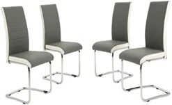 STYLIFING 2pcs Dining Chairs Armless Dining Room Chairs Set Of 2 Kitchen Chairs PU Faux Leather Upholstered Seat And Metal Chrome Legs Side Chairs With High Back Modern Grey With White -Home Table Chair Store 31YXz7oFxPL. AC