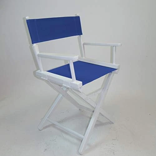 Gold Medal Contemporary 18" Table Height White Frame Directors Chair With Sunbrella Cover Set - Marine Blue 15 Gold Medal Contemporary 18" Table Height White Frame Directors Chair With Sunbrella Cover Set - Marine Blue - Image 13