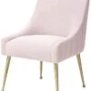 MEXIYA Irina Dining Chair Blush Easy Clean Velvet Upholstered Side Chair With Brushed Gold Leg