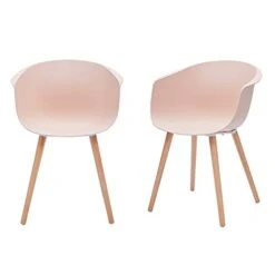 Amazon Brand - Rivet Alva Modern Curved-Back Plastic Dining Chair, Set Of 2, 23.2"W, Nude Pink