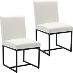 Mid Century Modern Dining Chairs Set Of 2, PU Leather Upholstered Dining Chairs With Black Metal Frame, Kitchen & Dining Room Chairs Armless Side Chairs, Brown -Home Table Chair Store 31bH80oWzL. AC