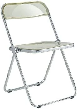 LeisureMod Lawrence Modern Transparent Acrylic Folding Chair With Metal Frame (Clear) -Home Table Chair Store 31cW6NvloxL. AC