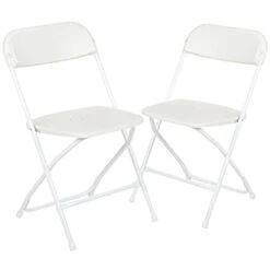 EMMA + OLIVER Set Of 2 White Stackable Folding Plastic Chairs - 650 LB Weight Capacity 15 EMMA + OLIVER Set Of 2 White Stackable Folding Plastic Chairs - 650 LB Weight Capacity -Home Table Chair Store 31dSonmmKDS