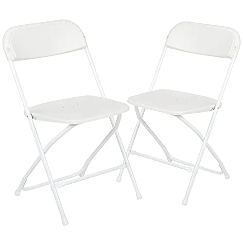 EMMA + OLIVER Set Of 2 White Stackable Folding Plastic Chairs - 650 LB Weight Capacity 5 EMMA + OLIVER Set Of 2 White Stackable Folding Plastic Chairs - 650 LB Weight Capacity - Image 3