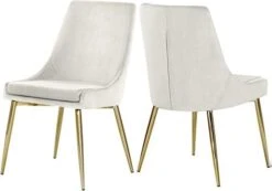 Meridian Furniture Karina Collection Modern | Contemporary Velvet Upholstered Dining Chair With Sturdy Metal Legs, Set Of 2, 19.5" W X 21.5" D X 33.5" H, Navy -Home Table Chair Store 31dSxpLd69L. AC
