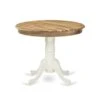 East West Furniture Mid Century Dining AMT-NLW-TP Wood Kitchen Table With Natural Round Tabletop And 36 X 29.5-Linen White Finish
