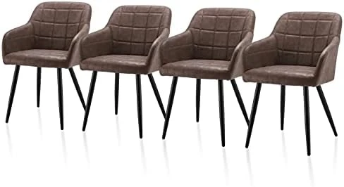 TUKAILAi Modern Dining Chairs Set Of 2, PU Leather Upholstered Accent Arm Chair With Padded Seat, Armrest & Backrest, Occasional Armchair For Leisure Lounge Guest Reception (Brown) 14 TUKAILAi Modern Dining Chairs Set Of 2, PU Leather Upholstered Accent Arm Chair With Padded Seat, Armrest & Backrest, Occasional Armchair For Leisure Lounge Guest Reception (Brown) - Image 12