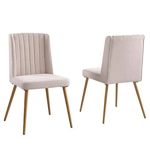 Morden Fort 5 Piece Round Dining Table With Dining Chair Set, Modern Classic Traditional Luxury Style Dining Table Set For Dining Room, Restaurant - Beige 6 Morden Fort 5 Piece Round Dining Table With Dining Chair Set, Modern Classic Traditional Luxury Style Dining Table Set For Dining Room, Restaurant - Beige - Image 4