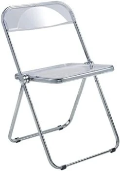 LeisureMod Lawrence Modern Transparent Acrylic Folding Chair With Metal Frame (Clear) -Home Table Chair Store 31gxWpnNMWL. AC