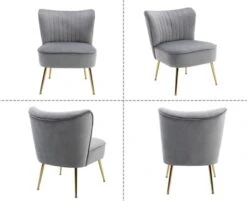 Shunzhi Velvet Accent Chairs Set Of 2 Modern Upholstered Slipper Chairs With Golden Legs Comfy Armless Wingback Side Chairs Corner Chair For Bedroom/Dining Room/Living Room/Office, Grey 17 Shunzhi Velvet Accent Chairs Set Of 2 Modern Upholstered Slipper Chairs With Golden Legs Comfy Armless Wingback Side Chairs Corner Chair For Bedroom/Dining Room/Living Room/Office, Grey -Home Table Chair Store 31h5NpayLWL