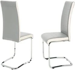 STYLIFING 2pcs Dining Chairs Armless Dining Room Chairs Set Of 2 Kitchen Chairs PU Faux Leather Upholstered Seat And Metal Chrome Legs Side Chairs With High Back Modern Grey With White -Home Table Chair Store 31hhyG3KoXL. AC