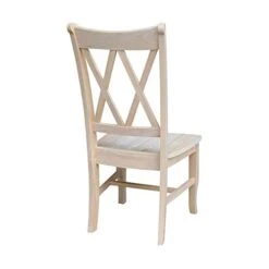 International Concepts Set Of Two Double X-Back Dining Chair, 19.9"W X 22"D X 41.3"H, Wood Unfinished -Home Table Chair Store 31iktxL0KzL