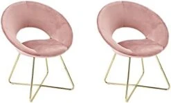 CangLong 18Inch Upholstered Dining Chair With Polished Gold Metal Frame, Set Of 2, Pink 2 -Home Table Chair Store 31kWUseGwOL. AC