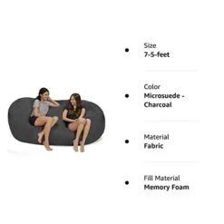 Chill Sack Memory Foam Bean Bag Lounger, 7.5-Feet, Charcoal 22 Chill Sack Memory Foam Bean Bag Lounger, 7.5-Feet, Charcoal -Home Table Chair Store 31kYls6FIML