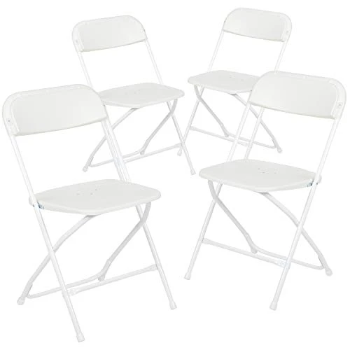 Flash Furniture 3-Foot Square Granite White Plastic Folding Table & Hercules™ Series Plastic Folding Chair - White - 4 Pack 650LB Weight Capacity Comfortable Event Chair-Lightweight Folding Chair 6 Flash Furniture 3-Foot Square Granite White Plastic Folding Table & Hercules™ Series Plastic Folding Chair - White - 4 Pack 650LB Weight Capacity Comfortable Event Chair-Lightweight Folding Chair - Image 4