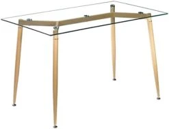 Karl Home Modern Tempered Glass Dining Table, Kitchen & Dining Room Glass Tables With 4 Heavy-Duty Metal Legs, 200lbs Capacity, 43.3" L X 27.6" W X 28.9" H (Glass) -Home Table Chair Store 31lqpbphUoL. AC