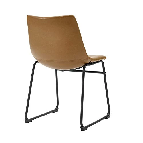 Walker Edison Douglas Urban Industrial Faux Leather Armless Dining Chairs, Set Of 2, Whiskey Brown 6 Walker Edison Douglas Urban Industrial Faux Leather Armless Dining Chairs, Set Of 2, Whiskey Brown - Image 4