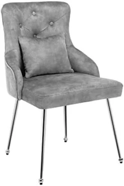 UDAX Velvet Dining Chair, Upholstered Vanity Chair With Tufted Back And Metal Legs, Mistyrose Pink -Home Table Chair Store 31mMAfulDL. AC