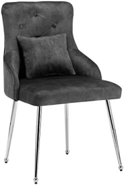 UDAX Velvet Dining Chair, Upholstered Vanity Chair With Tufted Back And Metal Legs, Mistyrose Pink -Home Table Chair Store 31njqzGyMvL. AC