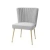 MEXIYA Sansa Dining Chair Modern Light Grey Accent Chair Easy Clean Velvet Upholstered Side Chair With Brushed Gold Legs -Home Table Chair Store 31oQThNTLUL