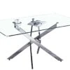 Goderfuu Glass Dining Room Table - 51 Inch Luxury Modern Dining Table With Silver Stainless Steel Base, Rectangle Dining Table Set For 4, Silver White Dining Table, Kitchen Dining Room Tables 1 Goderfuu Glass Dining Room Table - 51 Inch Luxury Modern Dining Table With Silver Stainless Steel Base, Rectangle Dining Table Set For 4, Silver White Dining Table, Kitchen Dining Room Tables -Home Table Chair Store 31pGgUDAglL