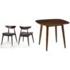 Christopher Knight Home Barron Fabric Dining Chairs, 2-Pcs Set, Charcoal & Bass Mid Century Modern Square Faux Wood Dining Table, Walnut Finish -Home Table Chair Store 31pZCYonMgL