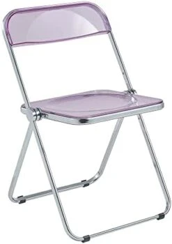 LeisureMod Lawrence Modern Transparent Acrylic Folding Chair With Metal Frame (Clear) -Home Table Chair Store 31q7vnmL5hL. AC