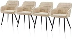 TUKAILAi Modern Dining Chairs Set Of 2, PU Leather Upholstered Accent Arm Chair With Padded Seat, Armrest & Backrest, Occasional Armchair For Leisure Lounge Guest Reception (Brown) 24 TUKAILAi Modern Dining Chairs Set Of 2, PU Leather Upholstered Accent Arm Chair With Padded Seat, Armrest & Backrest, Occasional Armchair For Leisure Lounge Guest Reception (Brown) -Home Table Chair Store 31sgblFbuKL. AC