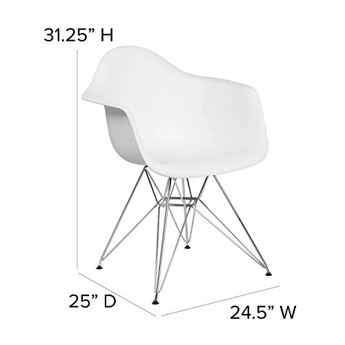 Flash Furniture 2 Pack Alonza Series White Plastic Chair With Chrome Base 3 Flash Furniture 2 Pack Alonza Series White Plastic Chair With Chrome Base - Image 2