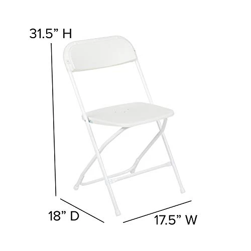 Flash Furniture Hercules Series Plastic Folding Chair - White - 10 Pack 650LB Weight Capacity Comfortable Event Chair-Lightweight Folding Chair 6 Flash Furniture Hercules Series Plastic Folding Chair - White - 10 Pack 650LB Weight Capacity Comfortable Event Chair-Lightweight Folding Chair - Image 4