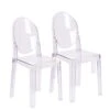 2xhome - Set Of Two (2) - Clear - Large Size - Modern Ghost Side Chair Ghost Chair Clear Victoria Chairs Dining Room Chair - Accent Seat - Lounge No Arms Armless Arm Less Chairs -Home Table Chair Store 31vFLibcGXL