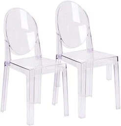2xhome - Set Of Two (2) - Clear - Large Size - Modern Ghost Side Chair Ghost Chair Clear Victoria Chairs Dining Room Chair - Accent Seat - Lounge No Arms Armless Arm Less Chairs -Home Table Chair Store 31vFLibcGXL. AC
